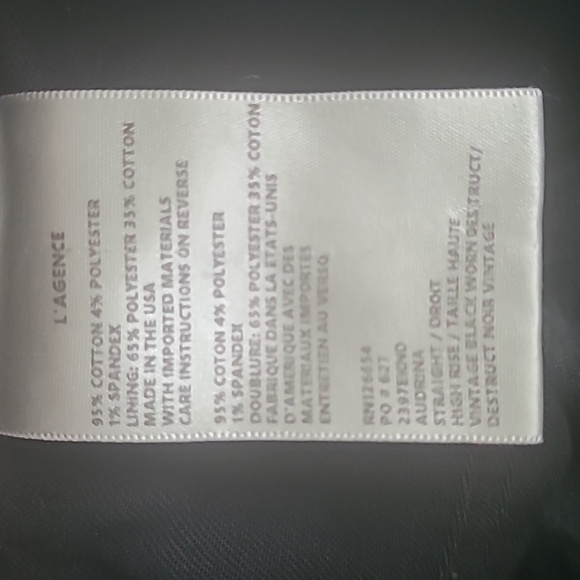 L'agence Audrina Straight Leg crop Jean in Vintage Black Worn Destruct Size 28 - Picture 16 of 16